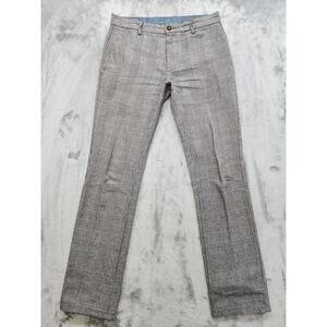 Boden Plaid Slim Leg Chino Pant Size 32R Black White Cotton Office Preppy Casual